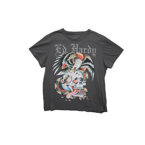 Ed Hardy Eagle Snake Skull Graphic T-Shirt Gray Don Ed Hardy Designs Size XL